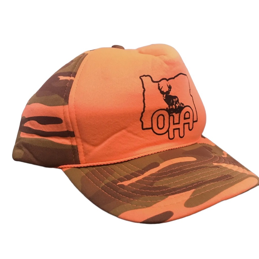 Vintage OHA Snapback Hat Oregon Hunters Association Orange Camo Cap Cobra